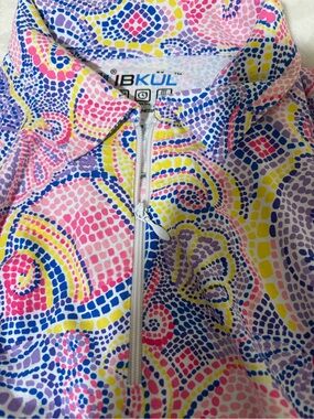 IBKUL Multicolor Zip Front Swim Coverup - Pink, Blue, Yellow, Purple